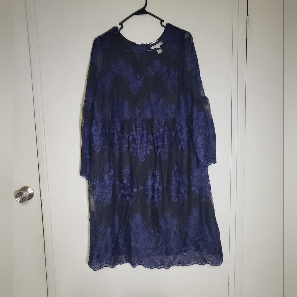 Motherhood Maternity Black and Purple Lace Dress